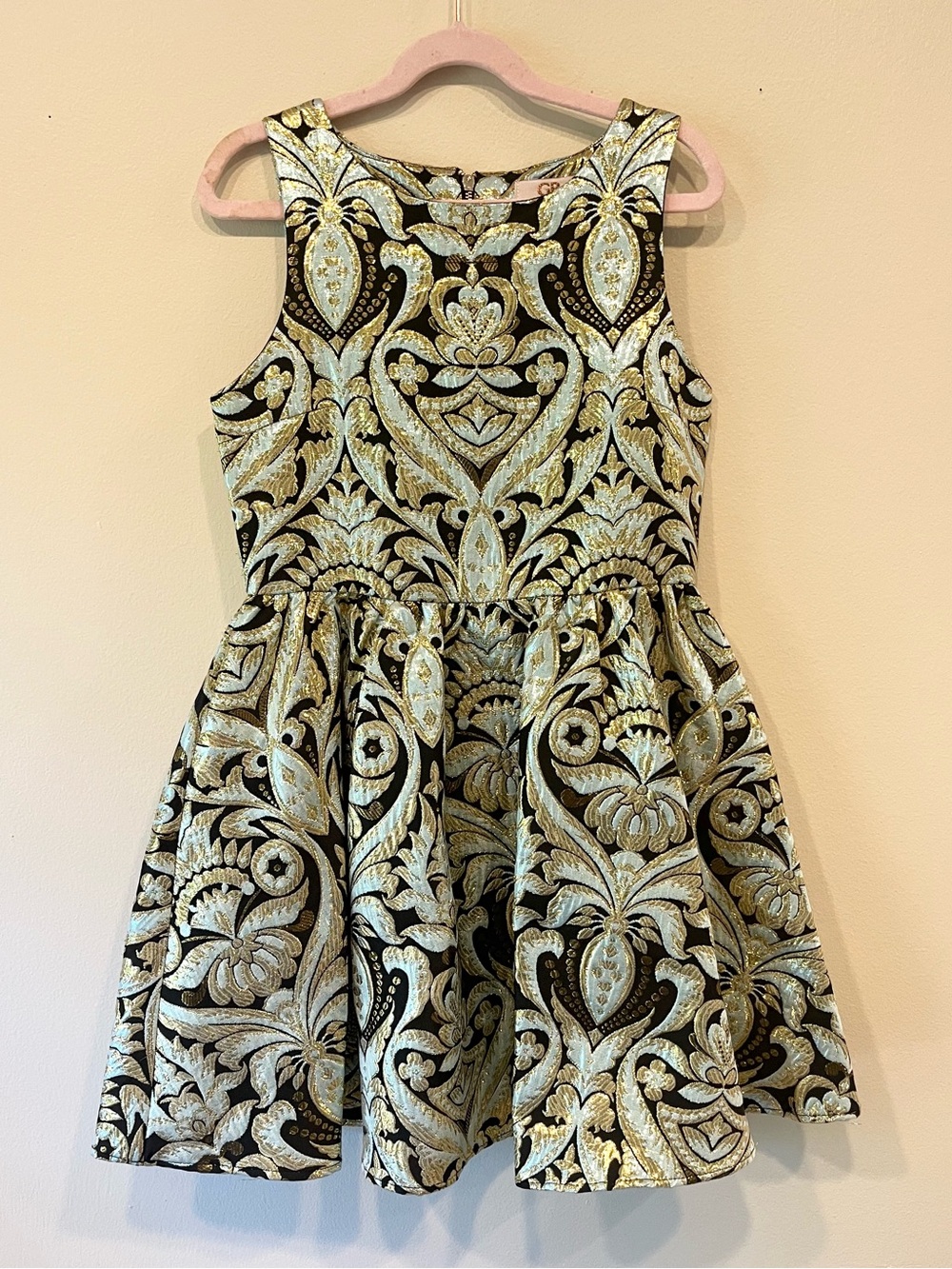 GB girls Black and Gold Jacquard Party Dress